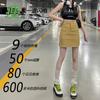 Falda Corta Color Caqui para Mujer Primavera/Verano 2026 Nueva Falda Lápiz de Tiro Alto Transfronteriza Falda de Mezclilla Línea A