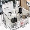 Caja de almacenamiento de cosméticos de lujo, ligera y transparente, para tocador de escritorio, lápiz labial, cuidado de la piel, gran capacidad, con múltiples compartimentos.