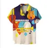 Exportação Transfronteiriça Camisas Havaianas Masculinas Moda Estampa 3D Impressão Digital Manga Curta Tops Atacado Estilo Tropical