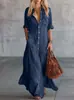 Ropa de Verano para Mujer Europea y Americana 2026 Transfronteriza para Dama Nueva de Color Sólido Botones Camisa Casual Holgada de Manga de Cinco Puntos con Bolsillo