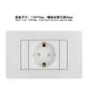 Panel de toma de corriente con interruptor tipo 118 blanco estándar europeo, tipo doble USB tipo C, calibre europeo, 2 orificios para enchufe de teléfono/computadora, oculto
