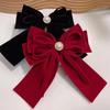 Moño de terciopelo rojo pinza de resorte clip parte trasera de la cabeza clip superior tostado accesorios de ropa vestido de compromiso tocado femenino accesorios para el cabello
