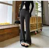 [Chanel] Pantalones casuales de otoño e invierno con forro de polar, holgados, acampanados, de cintura alta, adelgazantes, versátiles, para el trabajo, fitness, yoga, para mujer