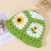 Japonês Vintage Oco Flor Artesanal Malha Bacia Chapéu Outono e Inverno Doce All-match Lã Mostrando Rosto Moda Crochet Chapéu