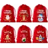 2025 Nova Festa de Natal Sacola de Doces Saco de Linho Cordão Pacote de Linho Bolso Presente Conjunto de Sacolas de Presente de Natal