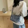 Bolsa de Mezclilla Lavada Verano 2025 para Mujer Retro Gran Capacidad Casual Bandolera Moda Bolsillo Múltiple Hombro
