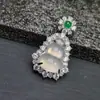 Colar de Calcedônia Verde de Alta Qualidade em Formato de Cabaça com Pingente de Ágata Branca Banhado a Prata, Novo Estilo Chinês, Corrente Versátil para Clavícula para Socialites
