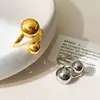 Anillo de Bola de Metal de Diseño de Personalidad de Moda Versátil Exquisito Transfronterizo Europeo y Americano Joyería de Temperamento de Lujo Ligero de Gama Alta