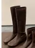 Botas Elásticas Macias de Solado Novo para Outono Botas Emagrecedoras de Salto Escondido Bico Redondo Moda Retrô Confortáveis 2026 Versátil
