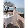 Cubierta sexy de gasa francesa de verano para protección solar + Vestido largo bodycon de un hombro que ajusta la cintura para adelgazar para mujer