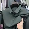 Camisa Polo de Hielo de Seda Fresca para Hombre de Verano Casual con Cuello de Solapa Elástica de Secado Rápido para Hombres de Mediana Edad Top para Papá