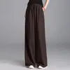 Calça Casual Solta de Algodão e Linho de Cintura Alta para Mulheres de 100kg com Cordão Elástico na Cintura, Calça Longa Fina de Verão Novo Estilo 2026