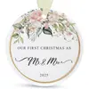 Colgante Redondo de Madera Nuevo para Navidad Transfronterizo con Fotos 2025 Decoraciones Colgantes para Árbol de Navidad de Recién Casados