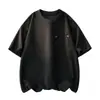 Camiseta de ante de manga corta personalizable con logo para hombre y mujer, de seda helada, corte holgado, secado rápido, manga media, estilo ins europeo y americano