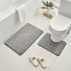 Alfombra de Piso de Terciopelo Coral con Relieve de Piedra de Guijarro Juego de Dos Piezas para Inodoro y Baño Alfombra de Piso Antideslizante Resistente a Manchas y Absorbente de Agua