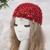 Gorro de Punto Hueco con Lentejuelas para Industria Pesada Sombrero con Colgante de Borla Retro Celebridad de Internet Personalidad Brillante Destello Gorro Pullover Venta al por Mayor