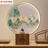 Nueva Pintura de Paisaje Chinoiserie Meticuloso Estudio de Flores y Pájaros Sala de Estudio Salón de Té Hotel Restaurante Decoración Iluminación Personalizada Mural de Tela de Pared Redondo