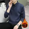 Suéter Camisa Falso de Dos Piezas para Hombre de Manga Larga Resistente a las Manchas Empalmado Casual Cuello Falso Camisa Interior Forro Polar Cálido