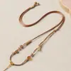 Corda de Couro Artesanal Cordão de Colar de Alta Qualidade, Cordão Fino para Pendurar Pingente, Fecho Dourado Ultrafino Pingente Pequeno, Corrente de Clavícula de Jade, Design Simples