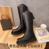Botas Botas Femininas 2024 Novo Outono e Inverno Solado Grosso Forrado com Lã Meia-Panturrilha Botas Altas Botas de Cavaleiro Botins
