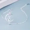 Pulsera de Plata de Ley 925 con un Diseño Sencillo y Elegante de Gato Luna, Exquisita Pulsera para Mujeres, Joyería de Plata de Ley Moda Estilo Coreano