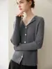 26 modelos nuevos de cárdigans de punto para mujer 100% cachemira pura con cuello semiabierto, de punto acanalado, de un solo botón, corte ajustado