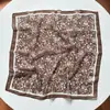Pañuelo Cuadrado Estampado de Algodón y Lino Serie Marrón Maillard, Estilo Vintage Primavera y Otoño, Pañuelo para el Cuello Versátil, Pañuelo Delgado de Seda