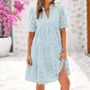 Ropa de mujer para comercio exterior transfronterizo de Amazon europeo y americano, vestido francés de encaje hueco con cuello en V, vestido largo de alta gama para mujer, en stock