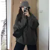 Sudadera con capucha unisex gris de peso pesado, cuello redondo, versátil, talla grande, top holgado, moderno, nuevo Otoño/Invierno 2026
