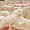 Juego de Cama de Gasa de Doble Capa Clase A de Cuatro Piezas, Muy Hermoso Juego Individual de Tres Piezas para Dormitorio