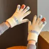 Guantes de felpa bonitos para mujer, de invierno, gruesos, cálidos, con pantalla táctil, de punto, de lana, para ciclismo, resistentes al frío, para estudiantes.