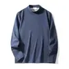 Bestseller de ropa para hombre transfronteriza: camisa de otoño cálida y gruesa de forro polar de doble cara con lana de oveja 320 y seda, camiseta básica de cuello alto, camiseta de manga larga
