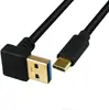 Cabo de Carregamento Rápido e Transferência de Dados de Alta Velocidade Tipo C para USB 3.0 Tipo C 3.1, Dobrado no Cotovelo, Cabeça Reta, Banhado a Ouro 10 Gb