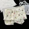 2026 Novo Outono Manga Longa Calça Longa Pijama Feminino Casual Cardigã de Renda Confortável Algodão Nuvem Roupas de Casa