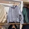 Chaqueta tipo cárdigan holgada con capucha y cremallera de color liso para hombre y mujer, estilo informal, talla 25, primavera 475631