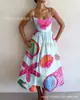 Nuevo vestido de tirantes casual, elegante y con estilo, estampado digital transfronterizo para mujer, vestido de verano