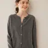 Cardigan de Punto de Cachemira para Mujer, Chaqueta Simple Gruesa y Cálida, Color Sólido, Holgado, Casual, Versátil, para Otoño e Invierno, Manga Raglán, Cuello Redondo