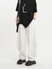 NANAKOR Hasamamoto Yoshi Pantalones Casuales Blancos de Cintura Alta, Diseño Recto Holgado y Ceñido, Slim-fit