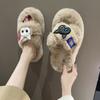 Pantuflas mullidas de estilo coreano con dibujos animados para mujer, ropa exterior, otoño, nuevo estilo, zapatos mullidos para uso diario en casa, pantuflas mullidas de suela gruesa