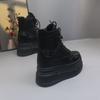 Zapatos Deportivos de Mujer Todo Negro 12CM Invisibles para Aumentar la Altura, Caña Alta, Suela Gruesa Casual, Zapatos de Plataforma con Tacón Ultra Alto y Suela Gruesa
