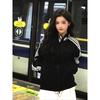 Chaqueta Negra de Principios de Otoño para Mujer Sudadera con Cuello Alto 2026 Nuevo Top Delgado de Manga Larga con Tres Rayas Estilo Coreano Conjunto de Ropa de Trabajo