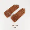 Guantes de Gamuza Suave y Cerosos para Mujer, Cálidos y Engrosados de Invierno con Empalme de Piel Sintética de Visón y Hebilla de Cinturón, Guantes para Pantalla Táctil