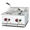 Fritadeira a Gás de Mesa com Duplo Cilindro e Dupla Tela, Fritadeira Comercial com Controle de Temperatura para Fritar Batatas Fritas, Frango Frito e Pato, Máquina de Fritar de Grande Capacidade