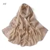 Lenço Longo Versátil de Cor Sólida com Renda Bordada Flor Trompete Pérola Chiffon Leve Respirável Lenço de Cabeça Xale de Chiffon