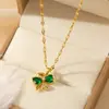 Collar Inalterable Color Acero Titanio Lujo Ligero Diseño de Nicho Gama Alta Versátil Cadena para Clavícula Adornos de Corazón y Mariposa para Mujer Venta al por Mayor