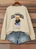 Sudadera para Mujer con Estampado de Oso Kawaii Swaggering, Versátil, para Correr, Ropa Deportiva, Cuello Redondo