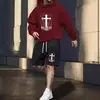 Traje Clásico de Estampado de Cruz Más Vendido Transfronterizo, Conjunto Versátil y Elegante de Sudadera y Shorts