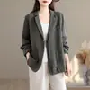 Toma real 2026 Primavera/Otoño Nuevo Bai Bai Han Ma - Estilo Occidental Old Money Listo para usar Lavado Enzimático Chaqueta Casual Noble Arrugada Mujer