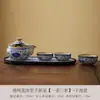 Tetera Azul y Blanca Cerámica Dehua Lujo Accesible Gama Alta Tetera Individual Estilo Chino Retro Pie Abierto Tetera de Mano Juego de Té Kung Fu