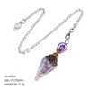Colgante de péndulo de cristal de bronce antiguo personalizado estilo europeo y americano cono hexagonal forma de diamante yoga meditación frecuencia ajustable péndulo de resina